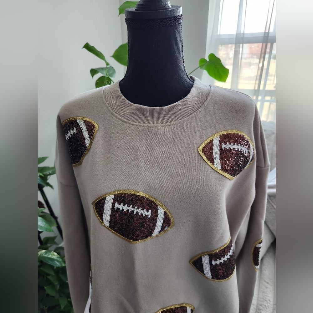 Kirklands Football Motif Sweater - Gray and Brown - Picture 2 of 9